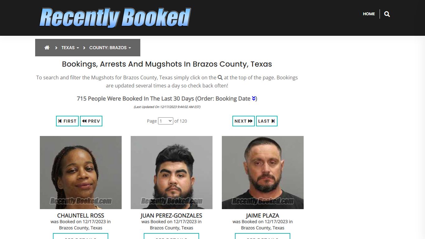 Recent bookings, Arrests, Mugshots in Brazos County, Texas